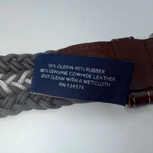 VINEYARD VINES Grey and White Braided Bungee Belt-Size 34 - Picture 5 of 6